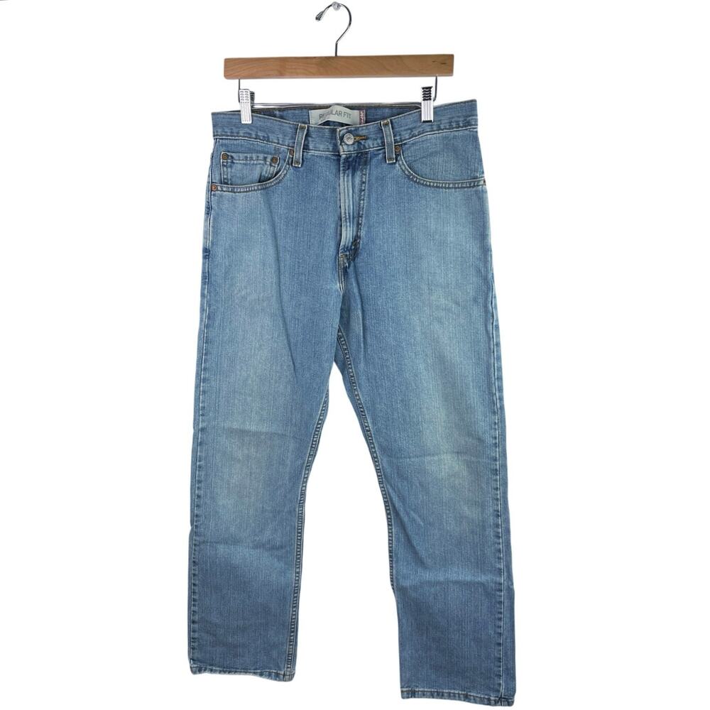 Levi's 505 Men's Blue Regular Fit Straight Leg Medium Wash Denim Jeans Pants 33